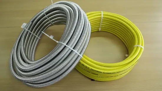 Flexible Gas Line Connection Cooker Stainless Steel Connection Pipe with Yellow PVC/LDPE Coated DN12